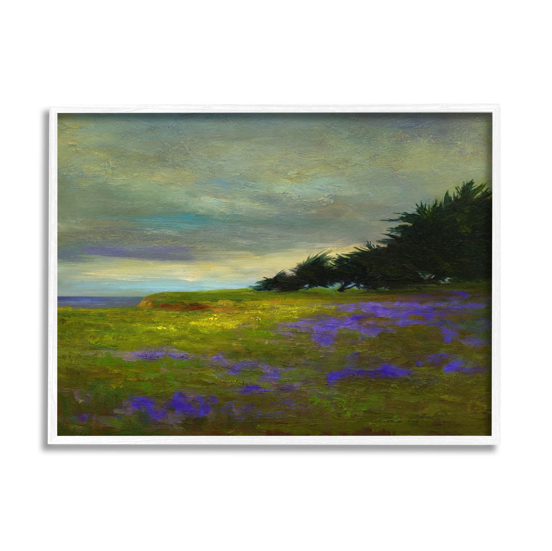 Stupell Industries Seaside Purple Meadow Flowers Painting White Framed Art Print Wall Art, Design by Sheila Finch