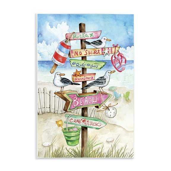 Stupell Industries Seaside Rules Signs Nautical & Beach Painting Unframed Art Print Wall Art, 10 x 15