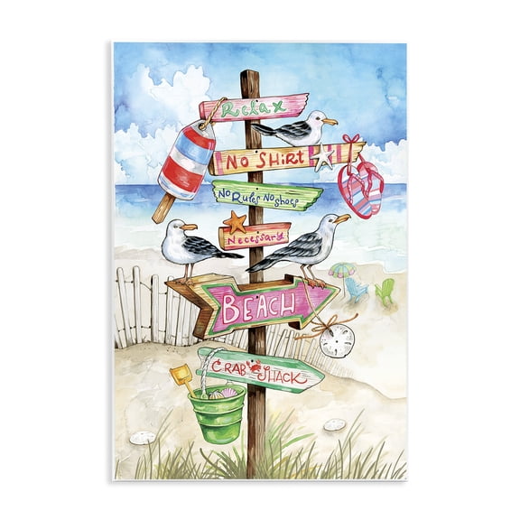 Stupell Industries Seaside Rules Signs Nautical & Beach Painting Unframed Art Print Wall Art, 13 x 19
