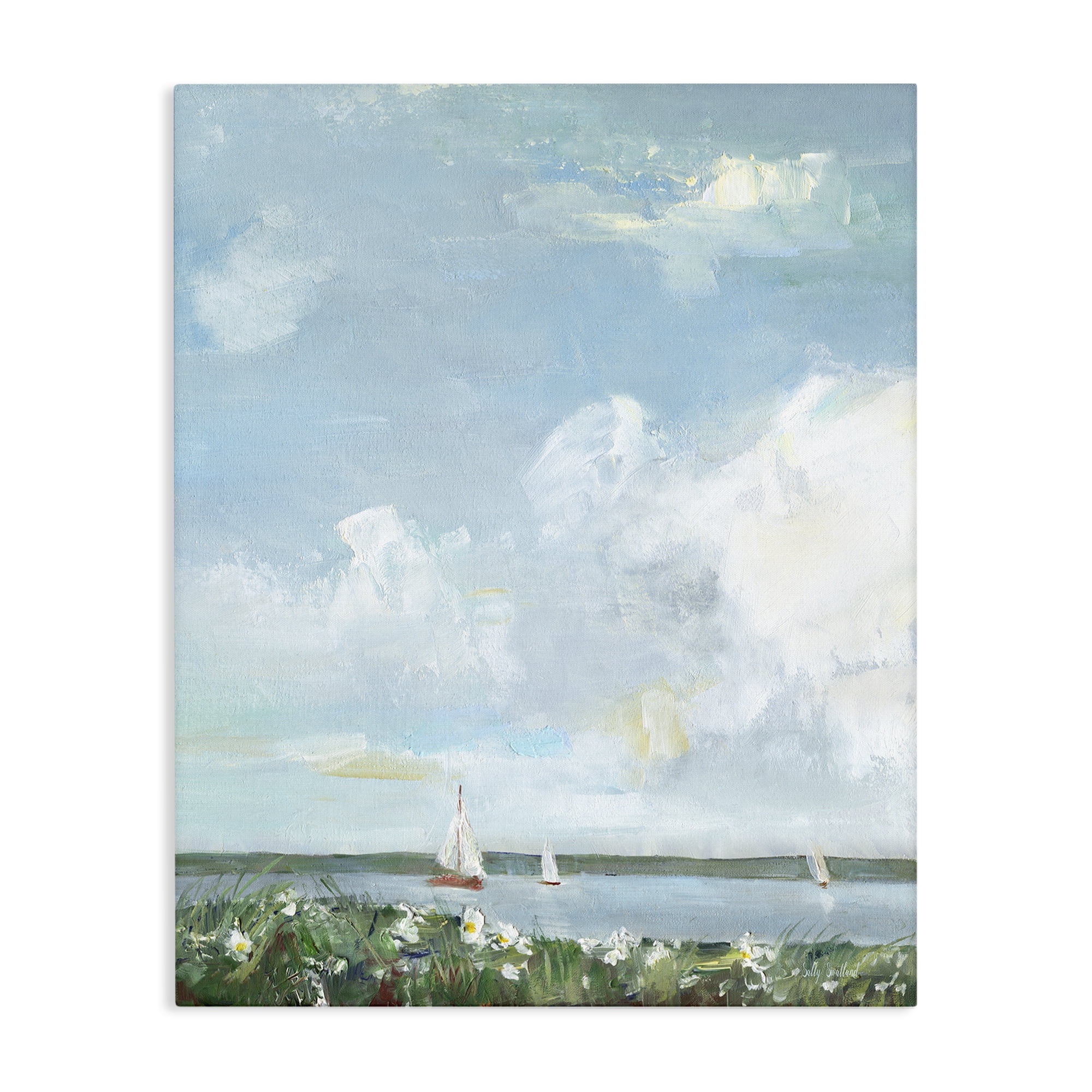 Stupell Industries Seaside Sailing Under Clouds Canvas Wall Art, design by Sally Swatland