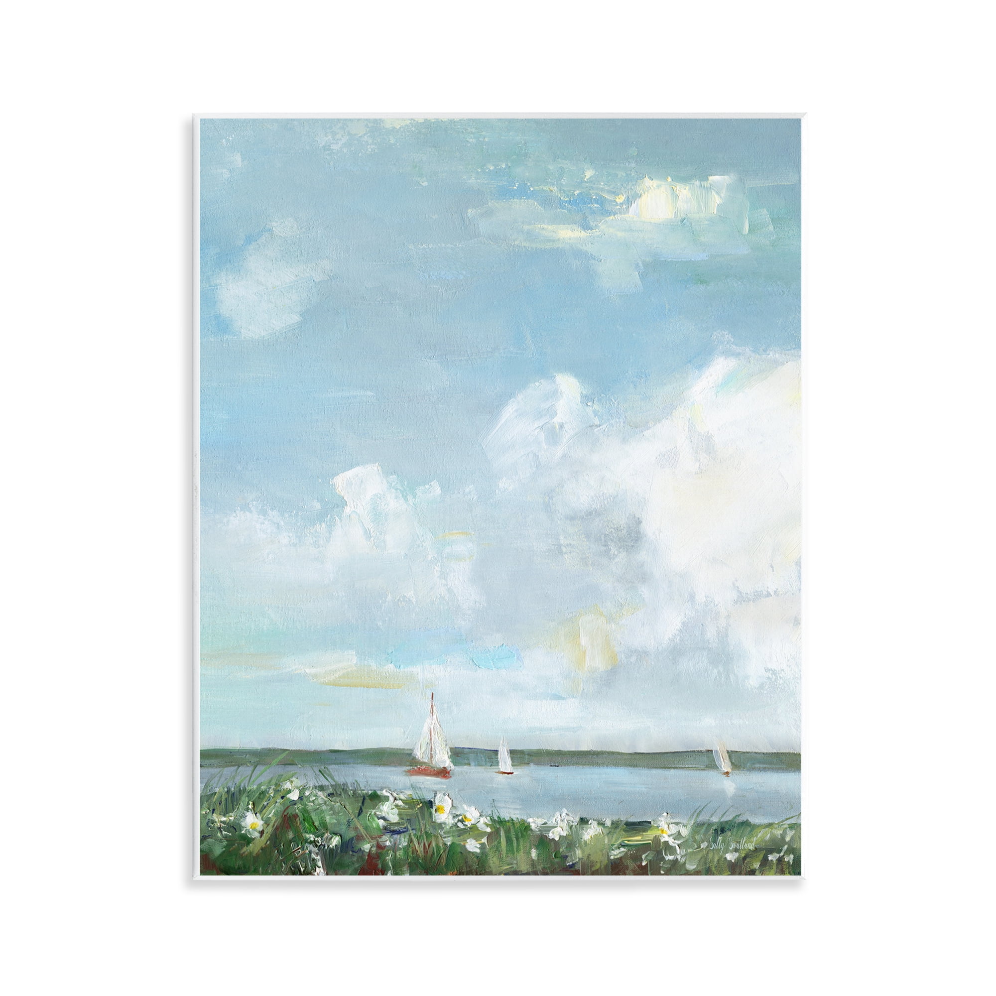 Stupell Industries Seaside Sailing Under Clouds Wall Plaque Art, design by Sally Swatland