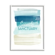 Stupell Industries Seaside Sanctuary Phrase Beach Coast Abstract Lines, 16 x 20, Designed by Linda Woods