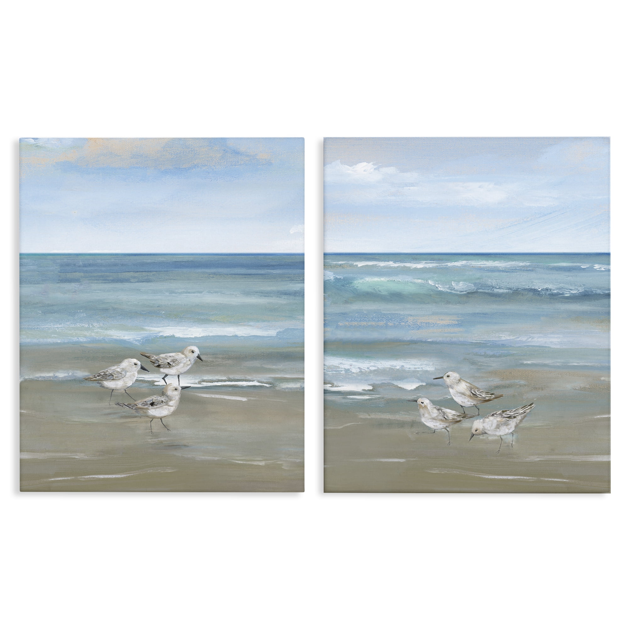 Stupell Industries Seaside Sanderlings at Dawn 2 Piece Canvas Wall Art Set, design by Nan