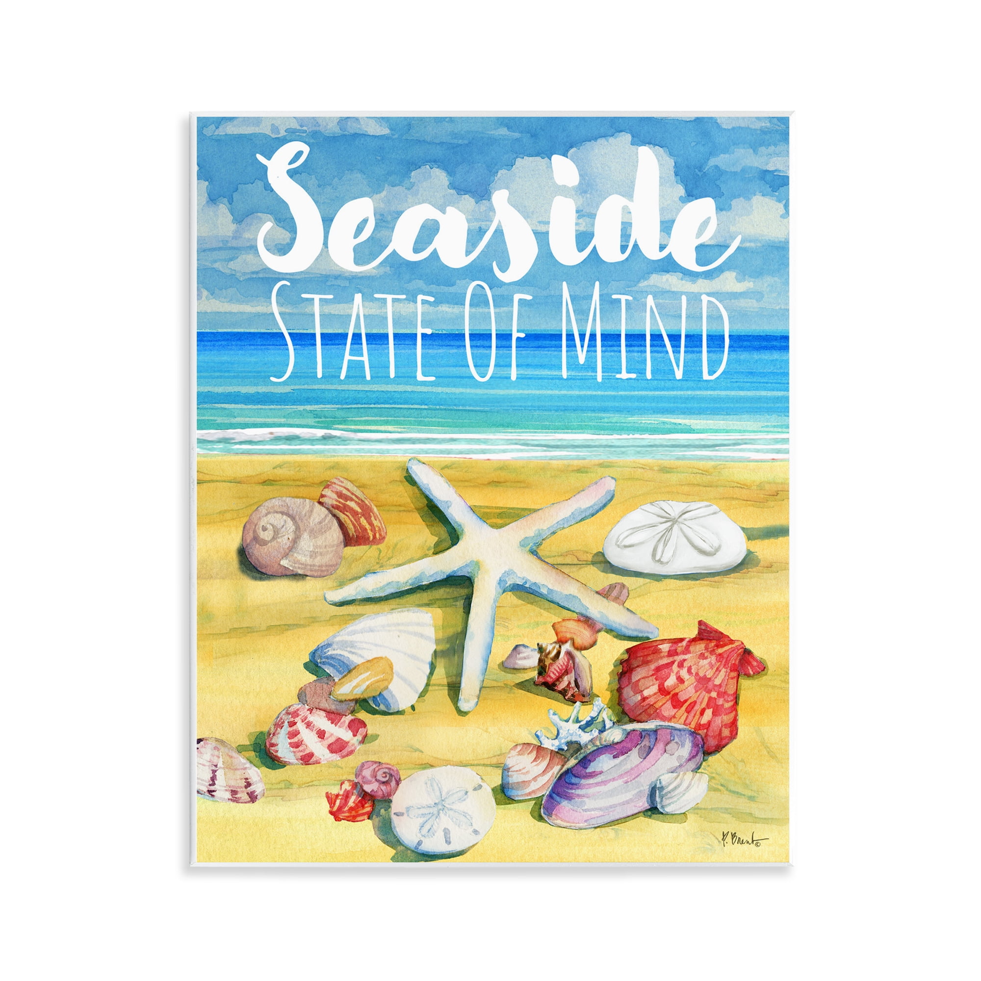 Stupell Industries Seaside Sandy Shells Coastal Painting Unframed Art Print Wall Art, 11 x 14