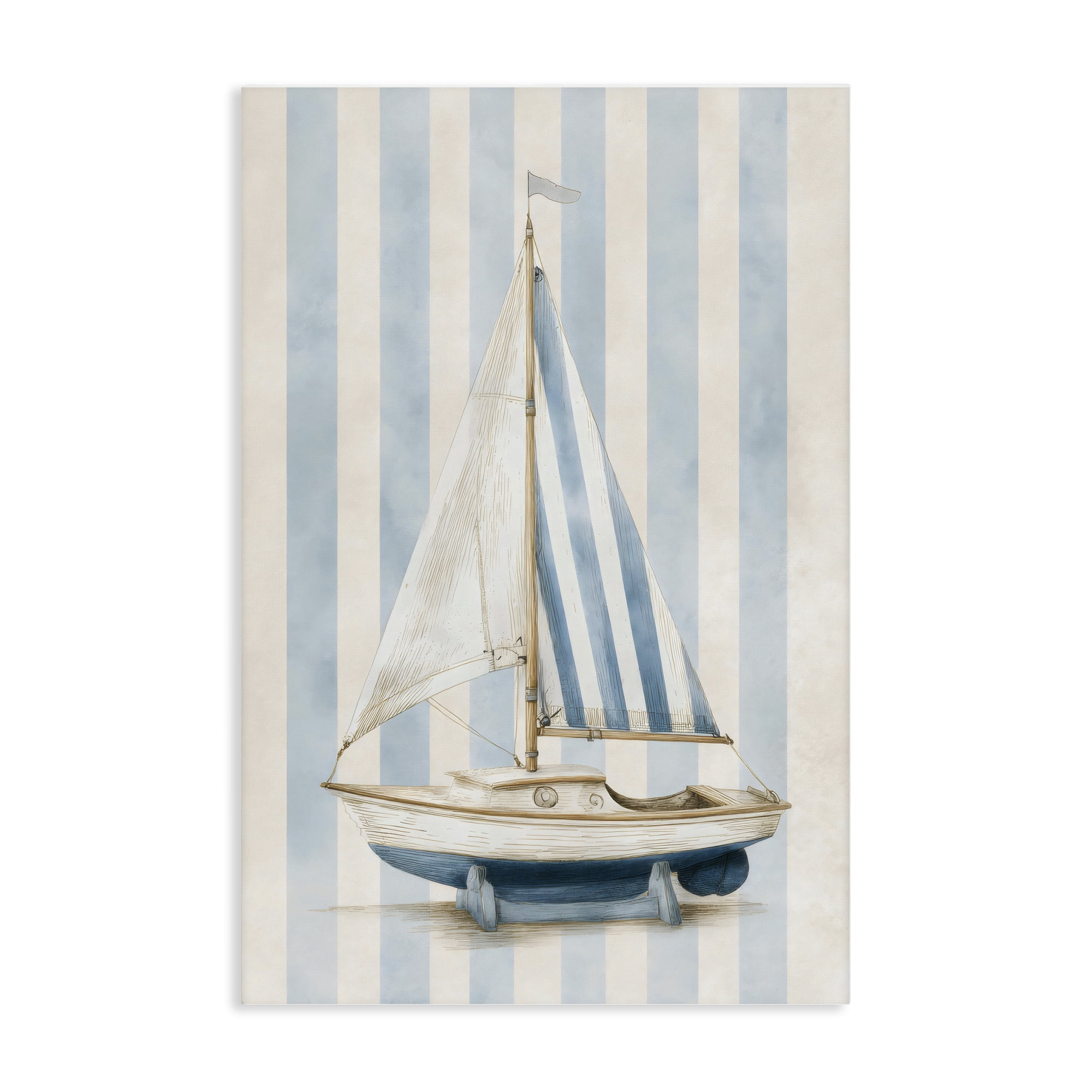 Stupell Industries Seaside Stripes Sailboat Canvas Wall Art, design by Petal Prints Design
