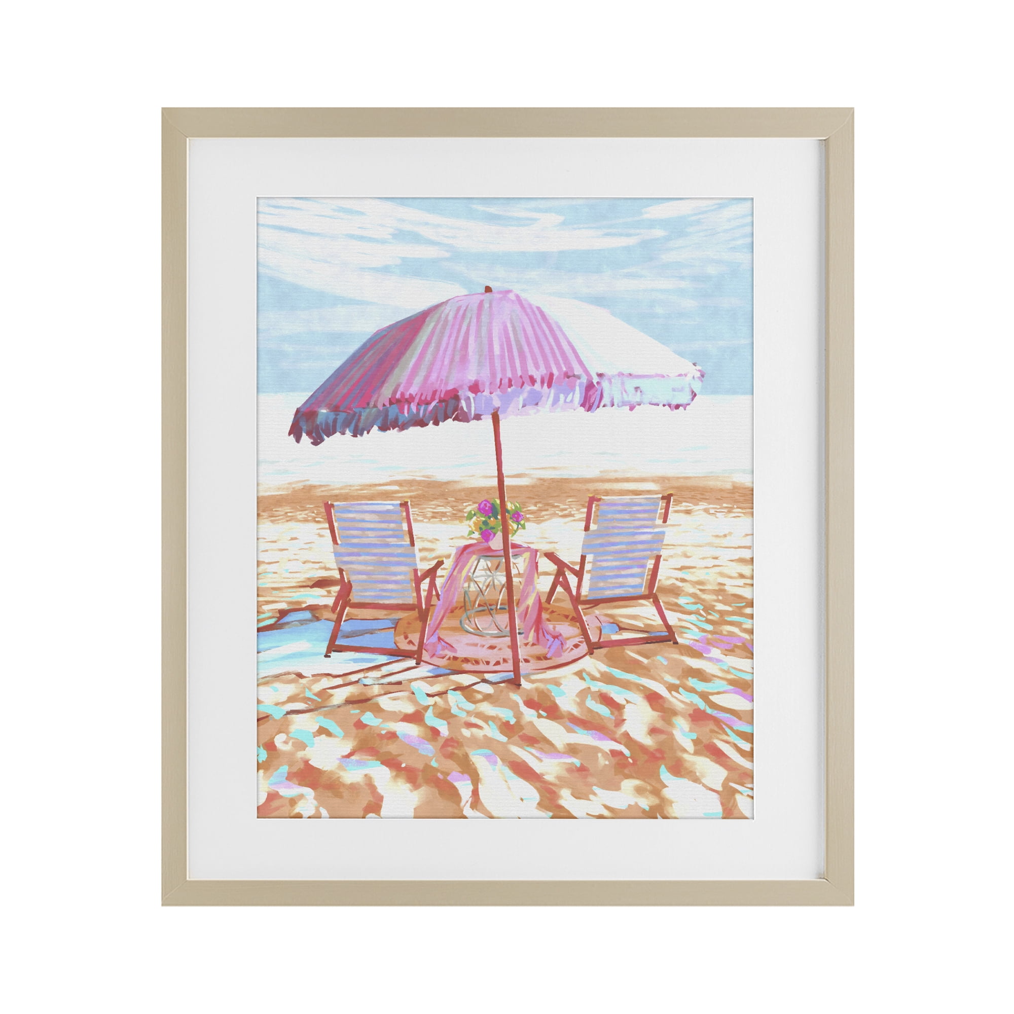 Stupell Industries Seaside Summer Picnic For Two Birch Framed Print Under Glass, design by Ziwei Li