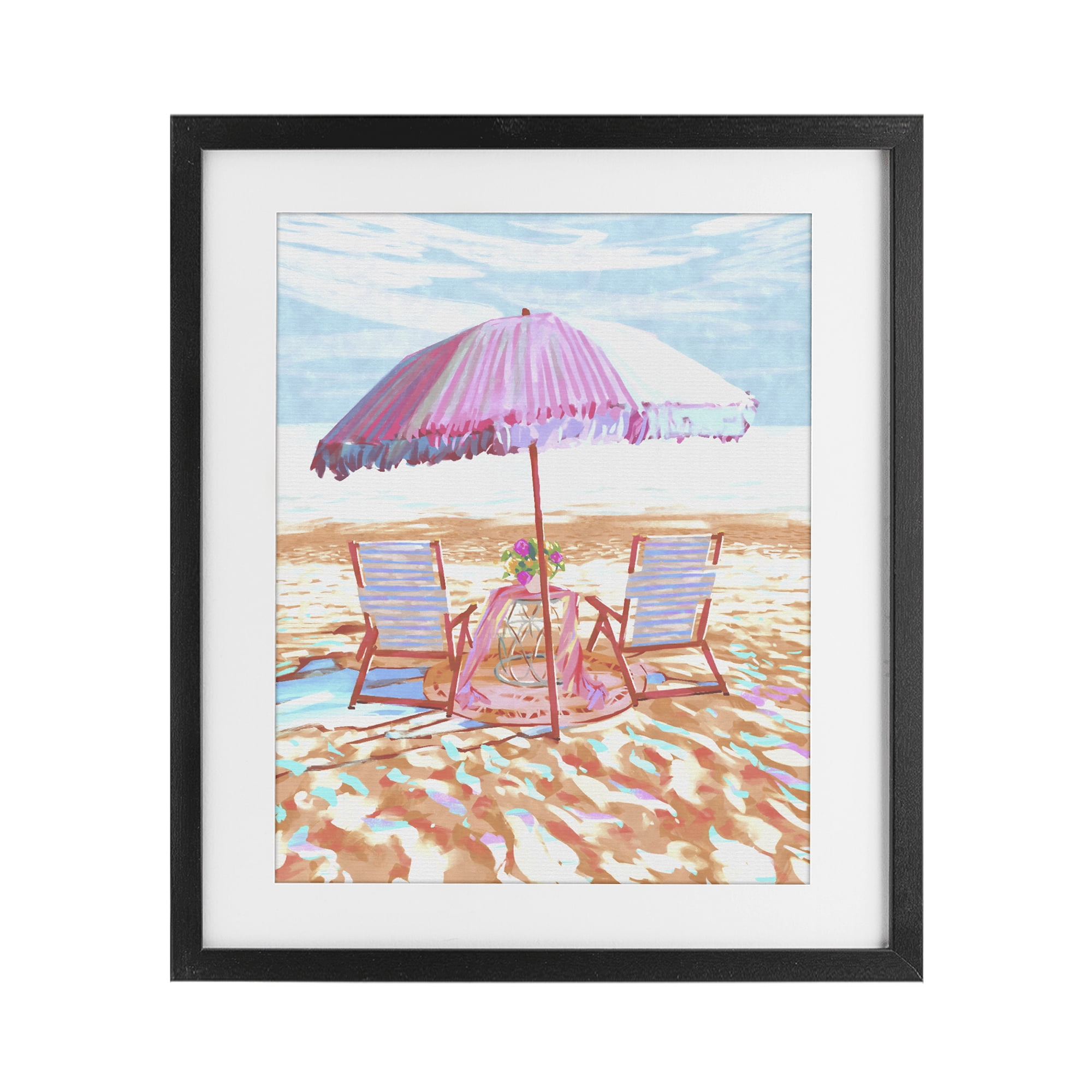 Stupell Industries Seaside Summer Picnic For Two Black Framed Print Under Glass, design by Ziwei Li