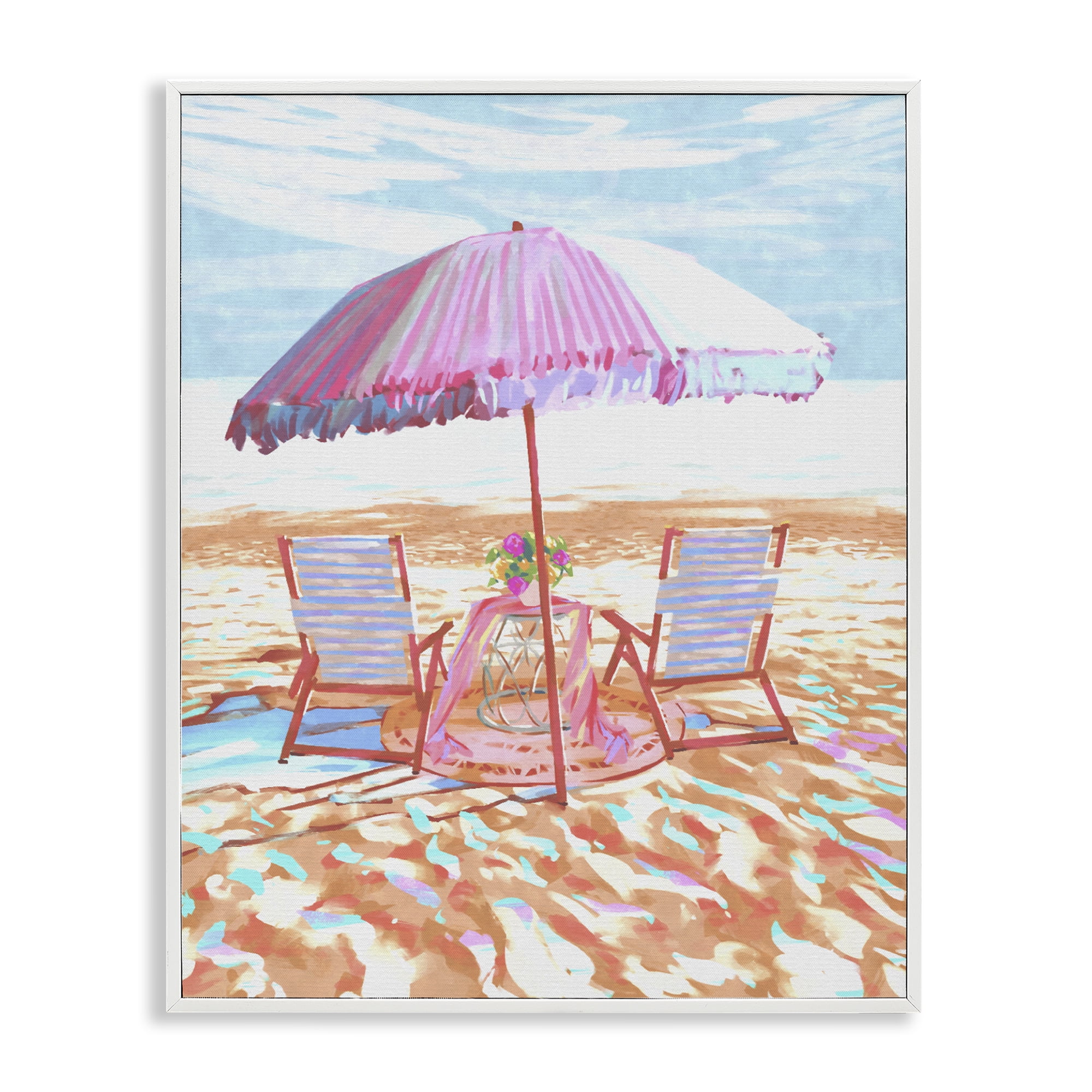 Stupell Industries Seaside Summer Picnic For Two White Framed Giclee Art, design by Ziwei Li