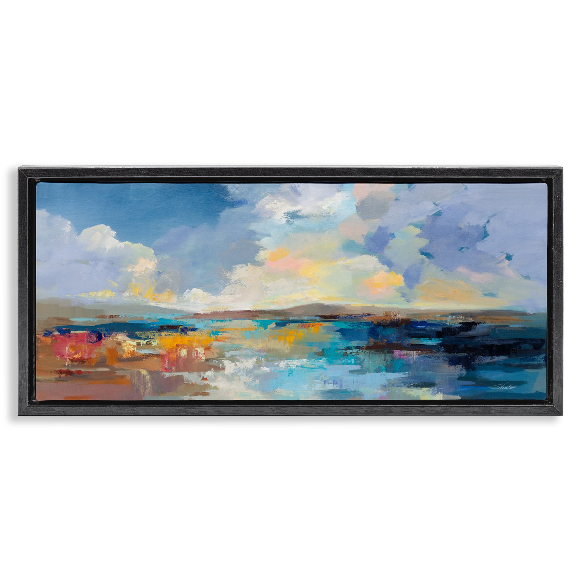 Stupell Industries Seaside Sunset Abstract Landscape Painting Black ...