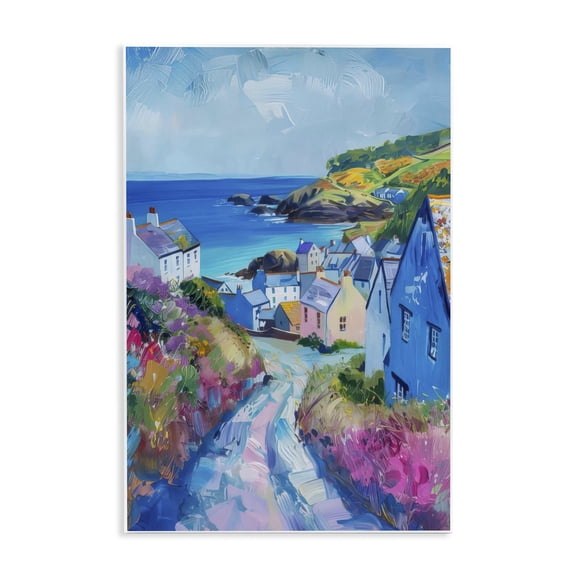 Stupell Industries Seaside Town Overlook Landscape & Nature Painting Unframed Art Print Wall Art, 10 x 15