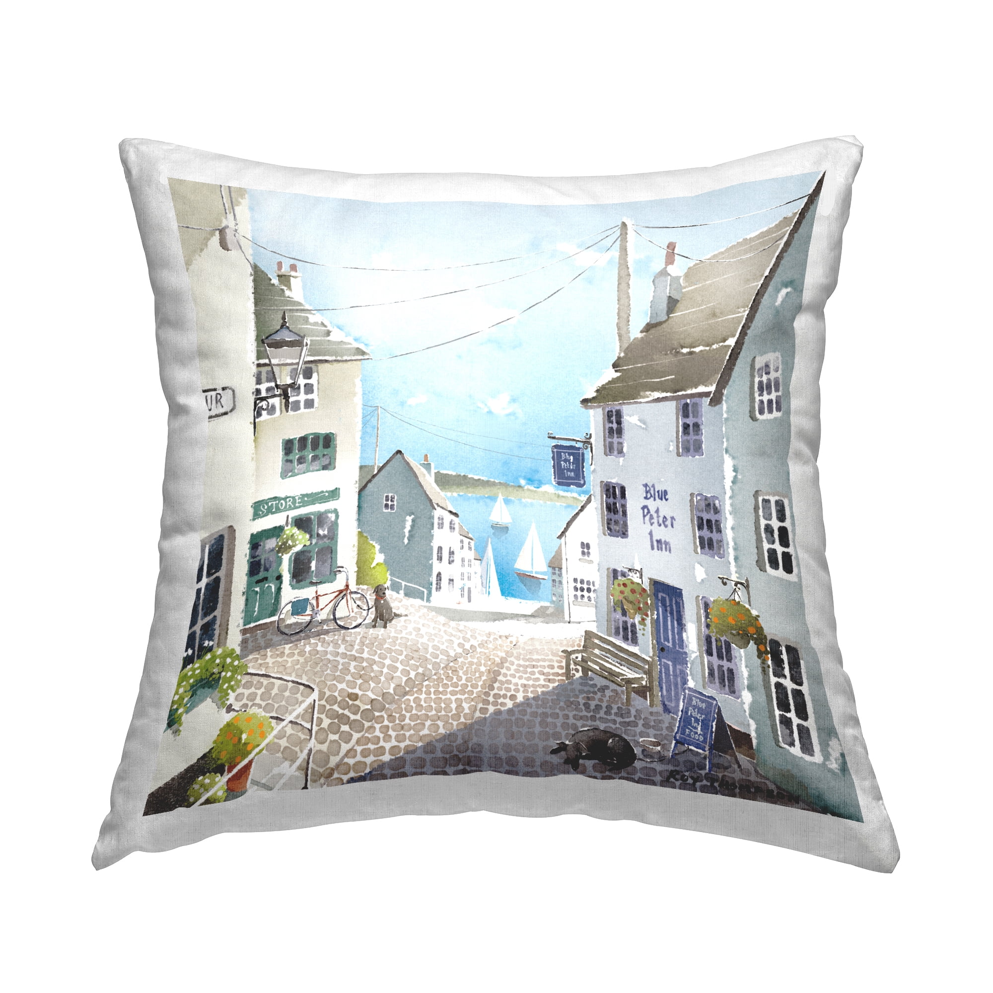 Stupell Industries Seaside Town Urban Landscape Printed Throw Pillow Design by Roy Thompson