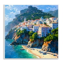 Stupell Industries Seaside Town's Beach View Wall Plaque Art design by LSR Creative Studio, 12 x 12