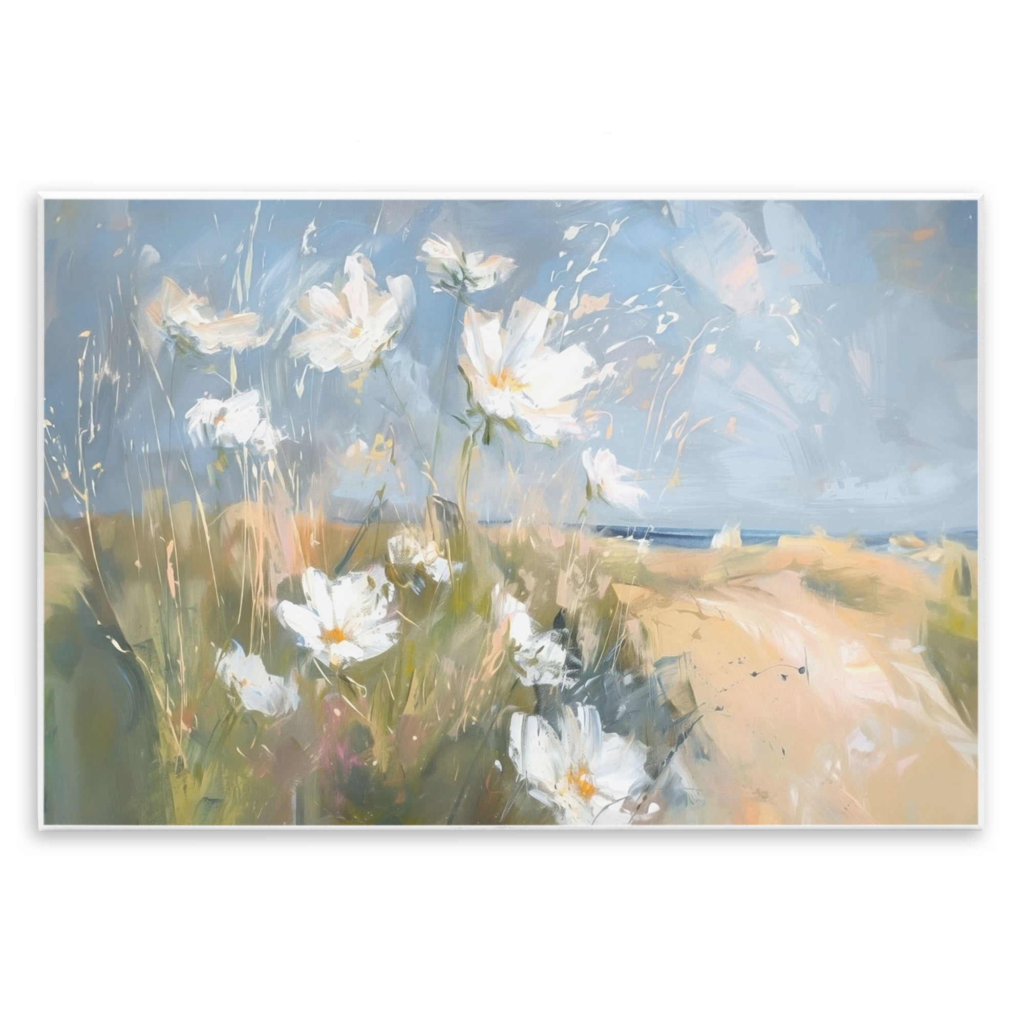 Stupell Industries Seaside Wildflowers Scenery Botanical & Floral Painting Unframed Art Print Wall Art, 19 x 13