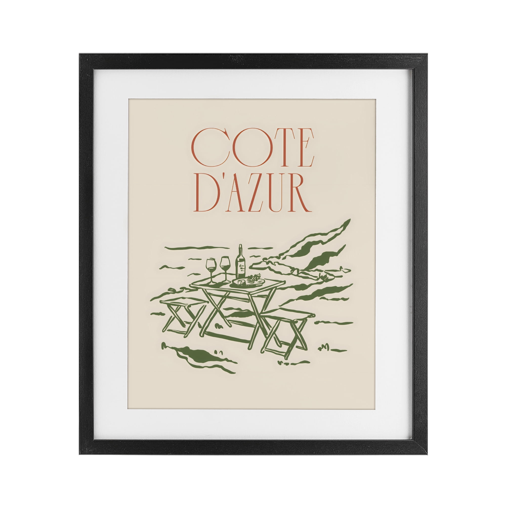 Stupell Industries Seaside Wine Picnic Black Framed Print Under Glass, design by The Prints Vibe