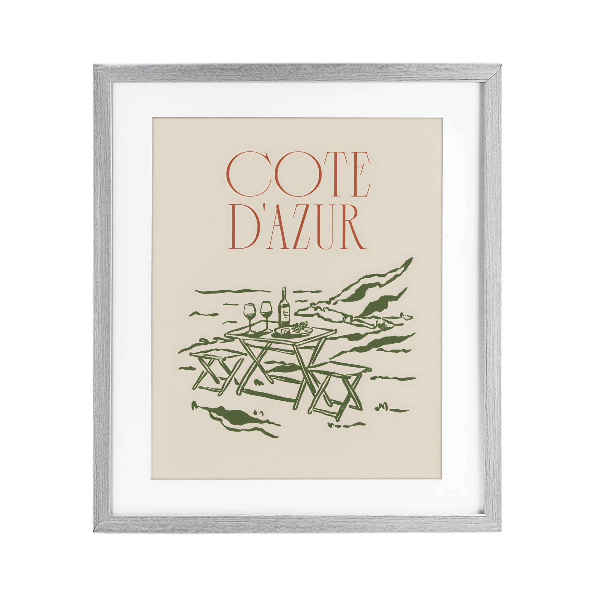 Stupell Industries Seaside Wine Picnic Gray Framed Print Under Glass, design by The Prints Vibe