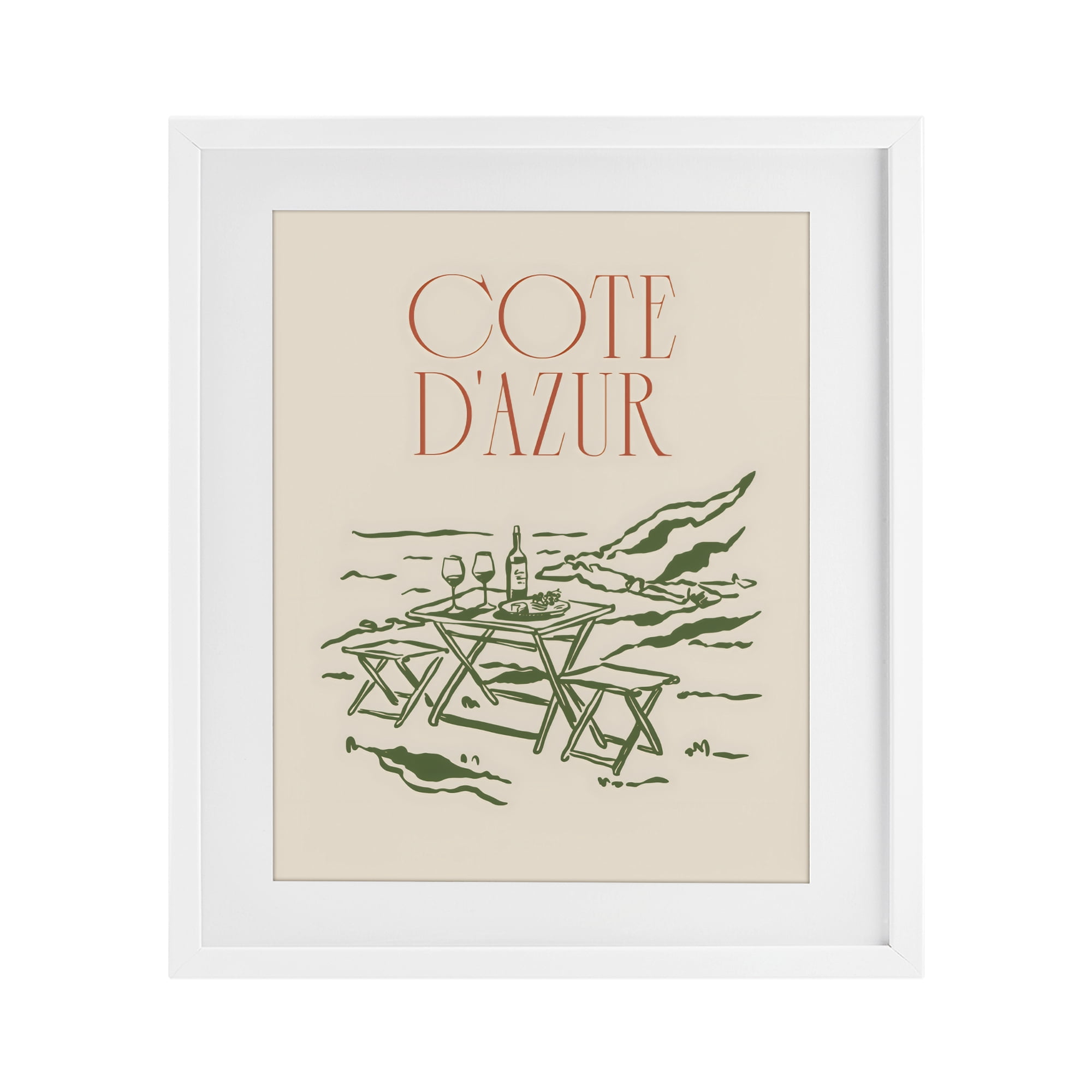 Stupell Industries Seaside Wine Picnic White Framed Print Under Glass, design by The Prints Vibe