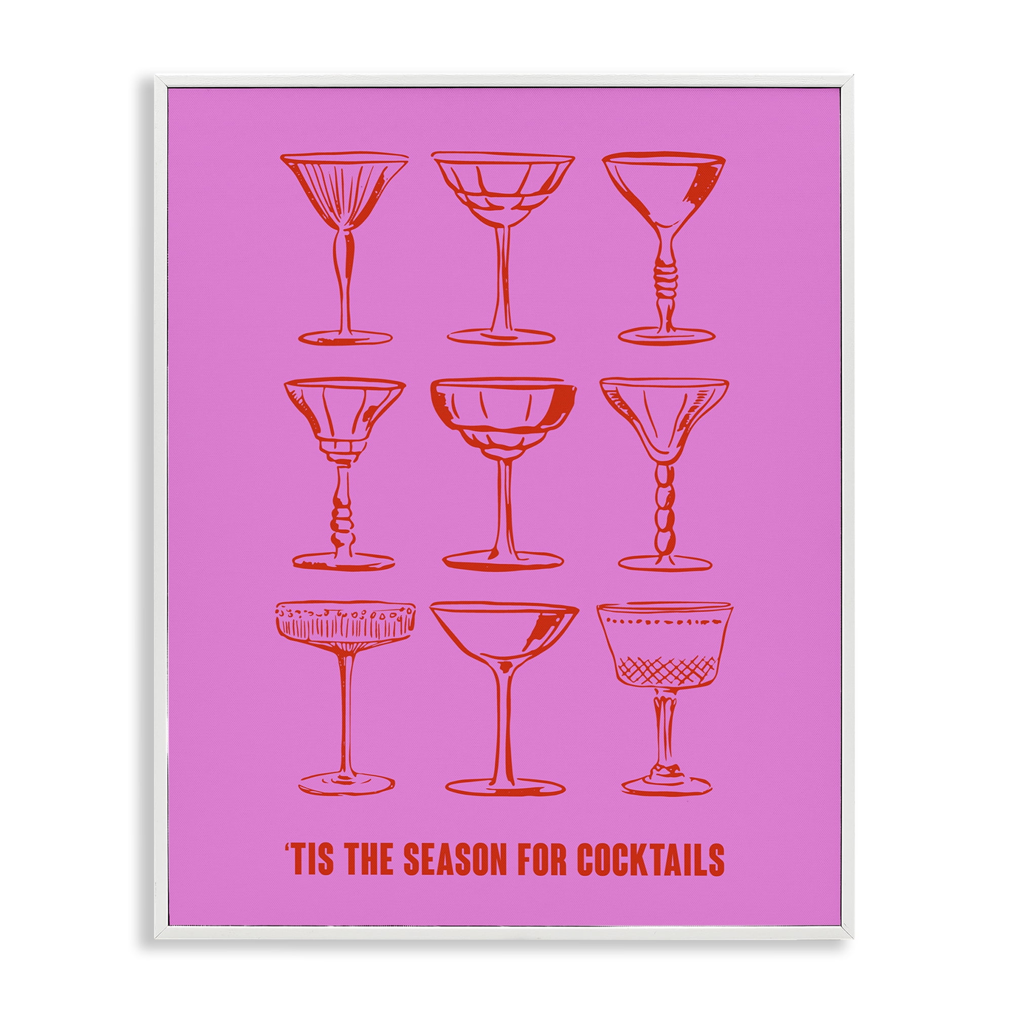 Stupell Industries Season For Cocktails Holiday Painting White Framed Art Print Wall Art, 16 x 20