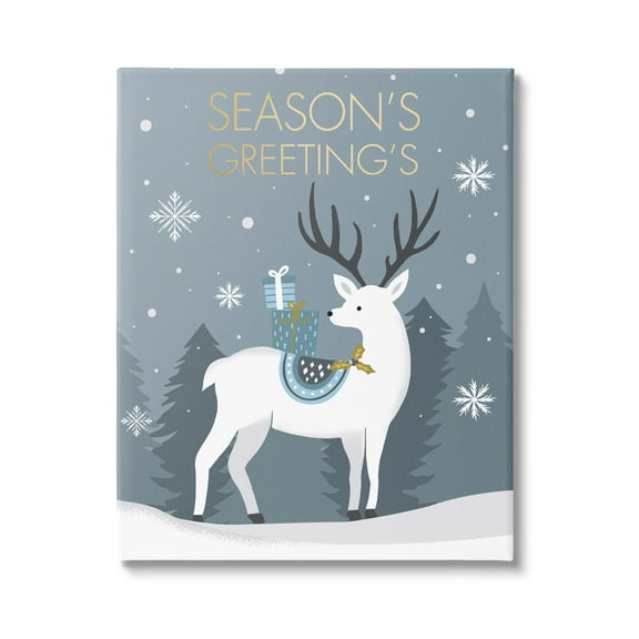 Stupell Industries Season's Greetings Holiday Reindeer Graphic Art Gallery Wrapped Canvas Print Wall Art, Design by Louise Allen Designs