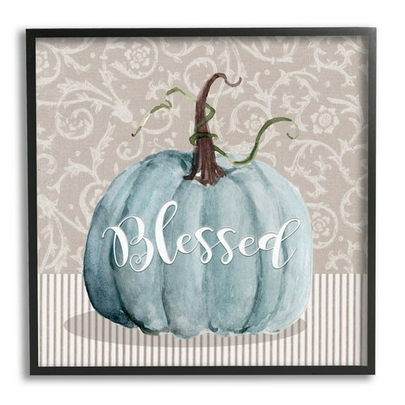 Stupell Industries Seasonal Blessed Pumpkin Patterned Graphic Art Black Framed Art Print Wall Art, Design by Livi Finn