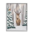 thumbnail image 1 of Stupell Industries Seasonal Deer Winter Landscape Holiday Painting Gray Framed Art Print Wall Art, 1 of 5