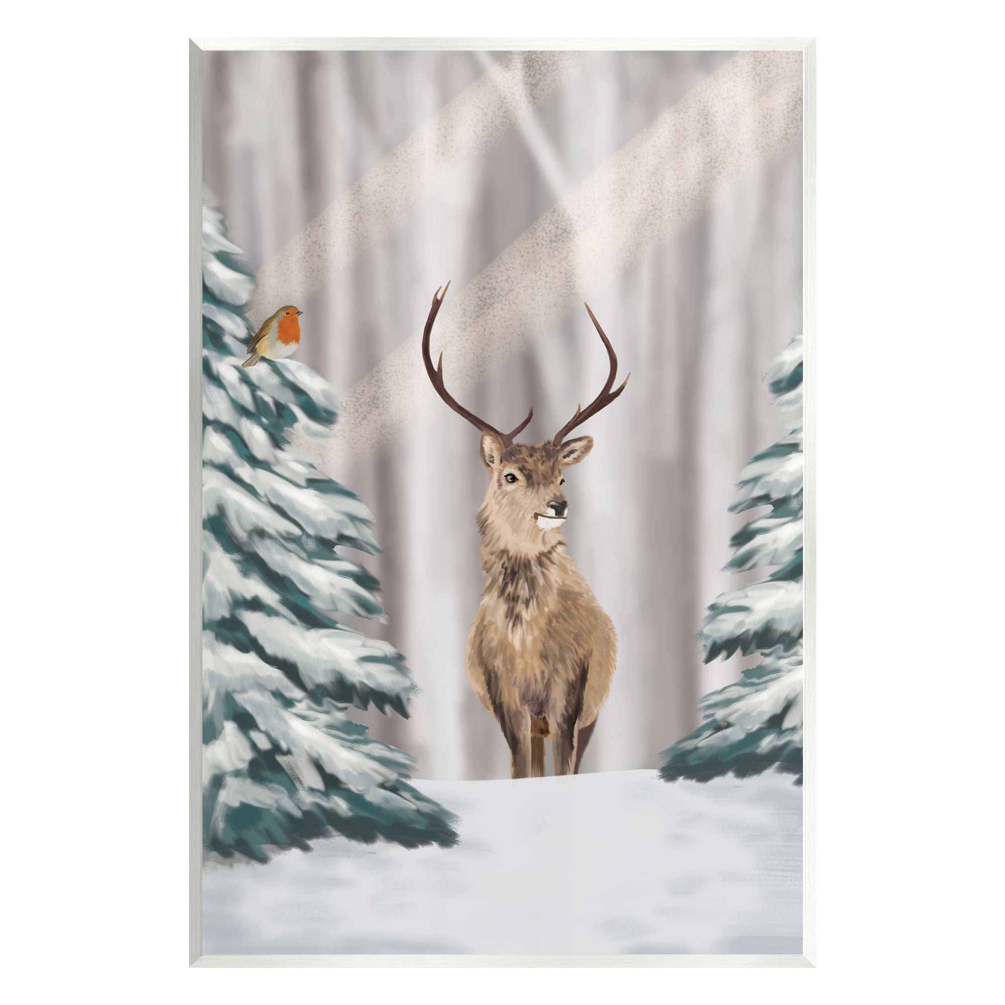 Rustic Winter Deer Landscape MDF Wall Art Plaque