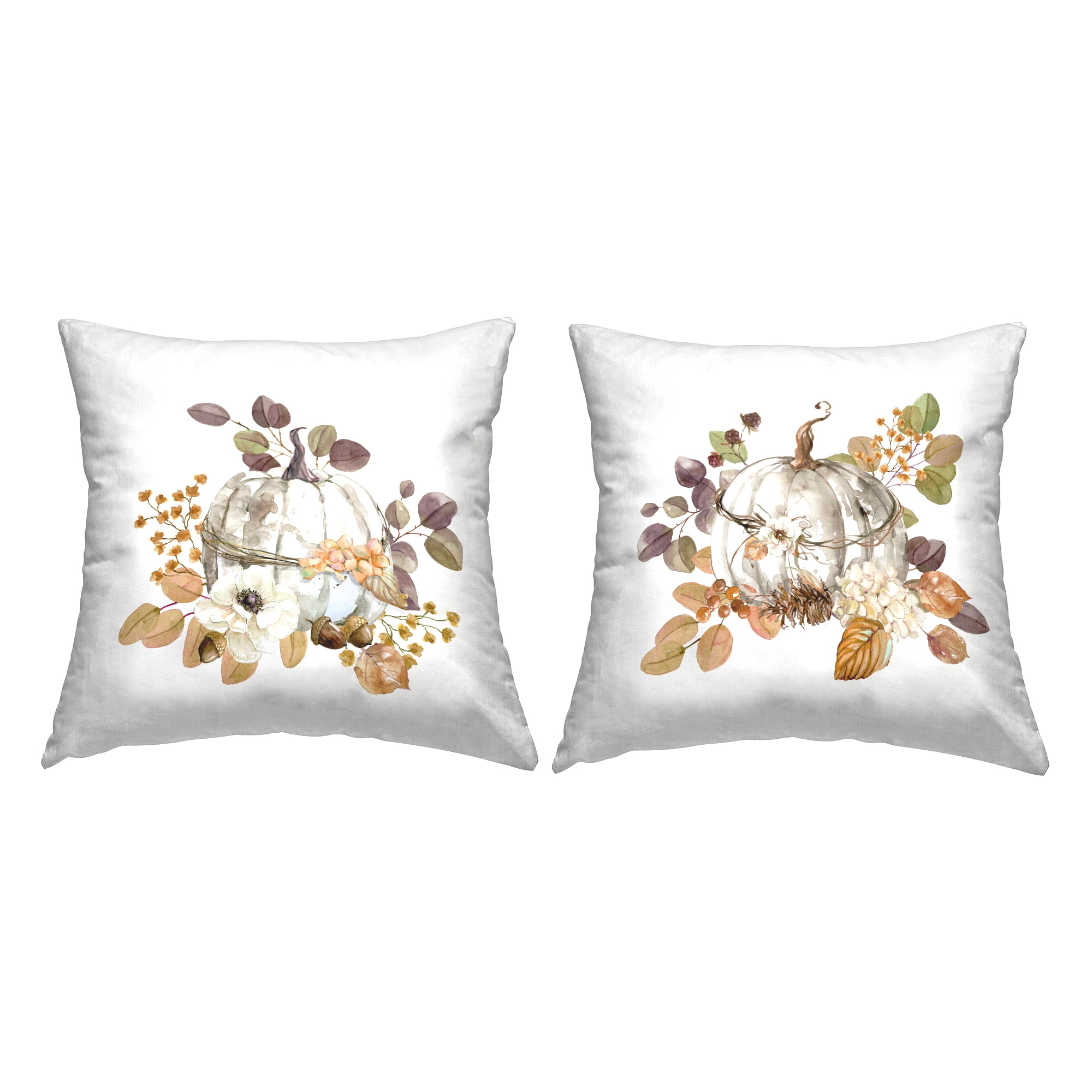 Stupell Industries Seasonal Fall Botanicals 2 Piece Decorative Printed Throw Pillow Set, 18 x 18