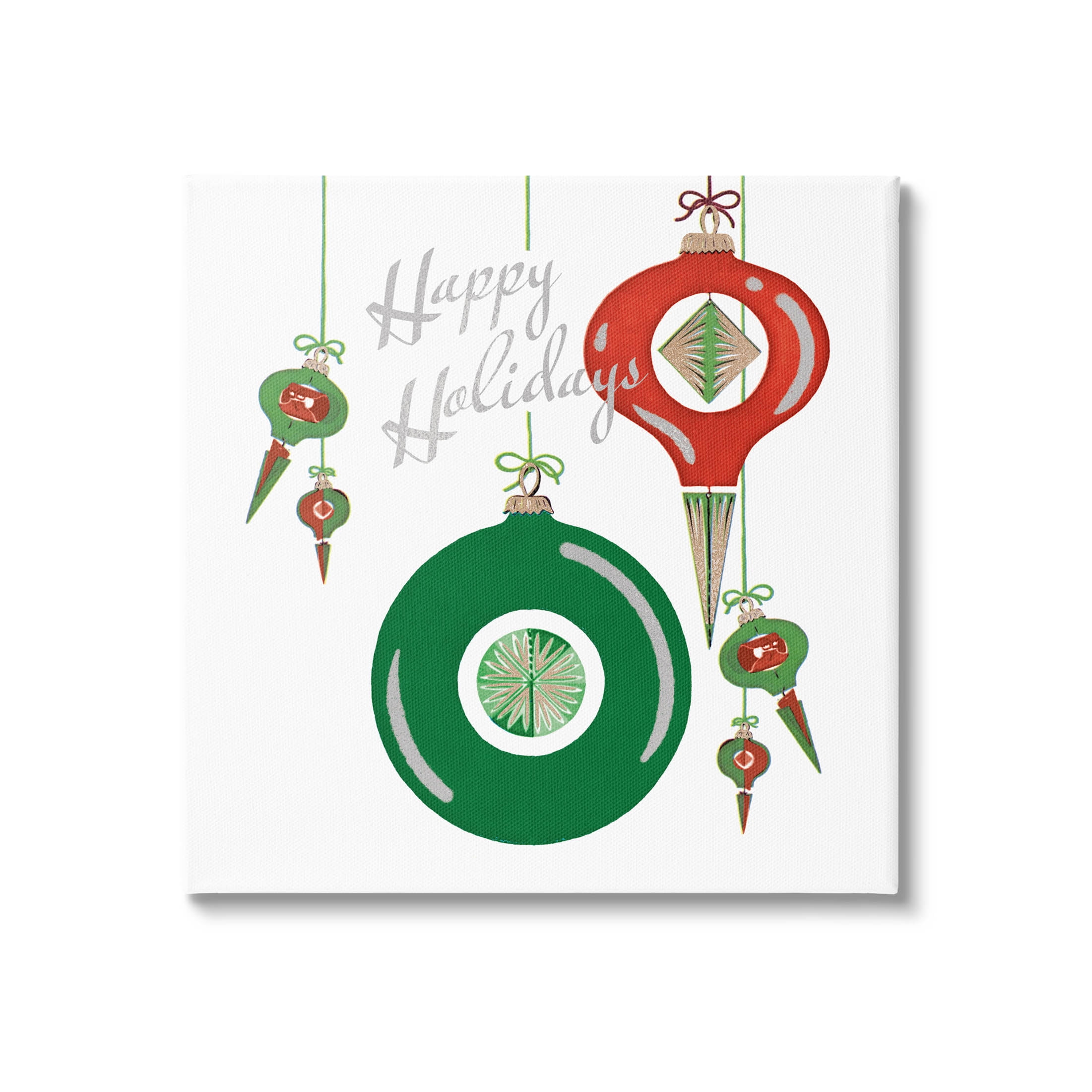 Stupell Industries Seasonal Happy Holidays Ornaments Graphic Art Gallery Wrapped Canvas Print Wall Art, Design by The Saturday Evening Post