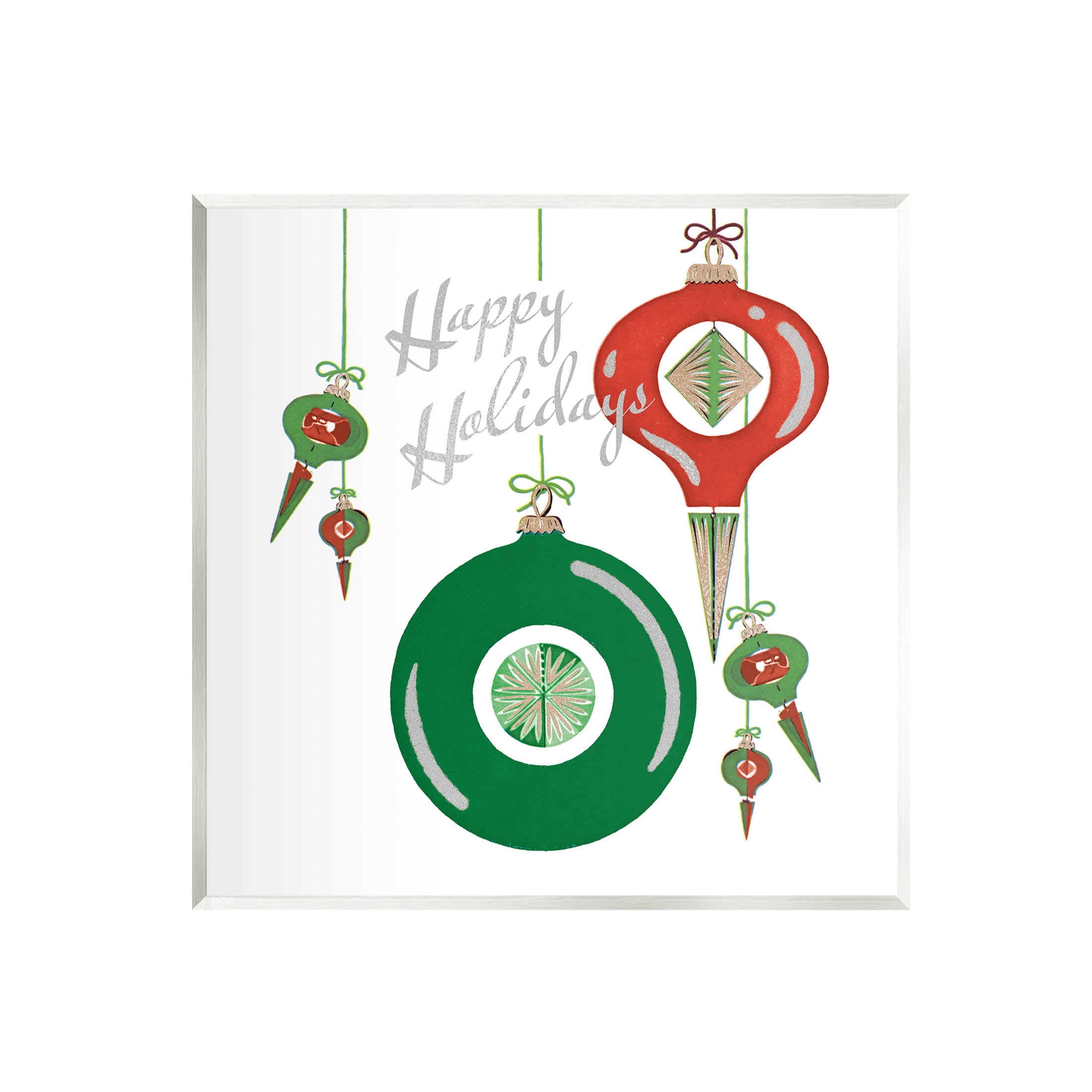 Stupell Industries Seasonal Happy Holidays Ornaments Graphic Art Unframed Art Print Wall Art, Design by The Saturday Evening Post