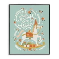 Stupell Industries Seasonal Horse & Sled Phrase Holiday Painting Black Framed Art Print Wall Art, 11 x 14