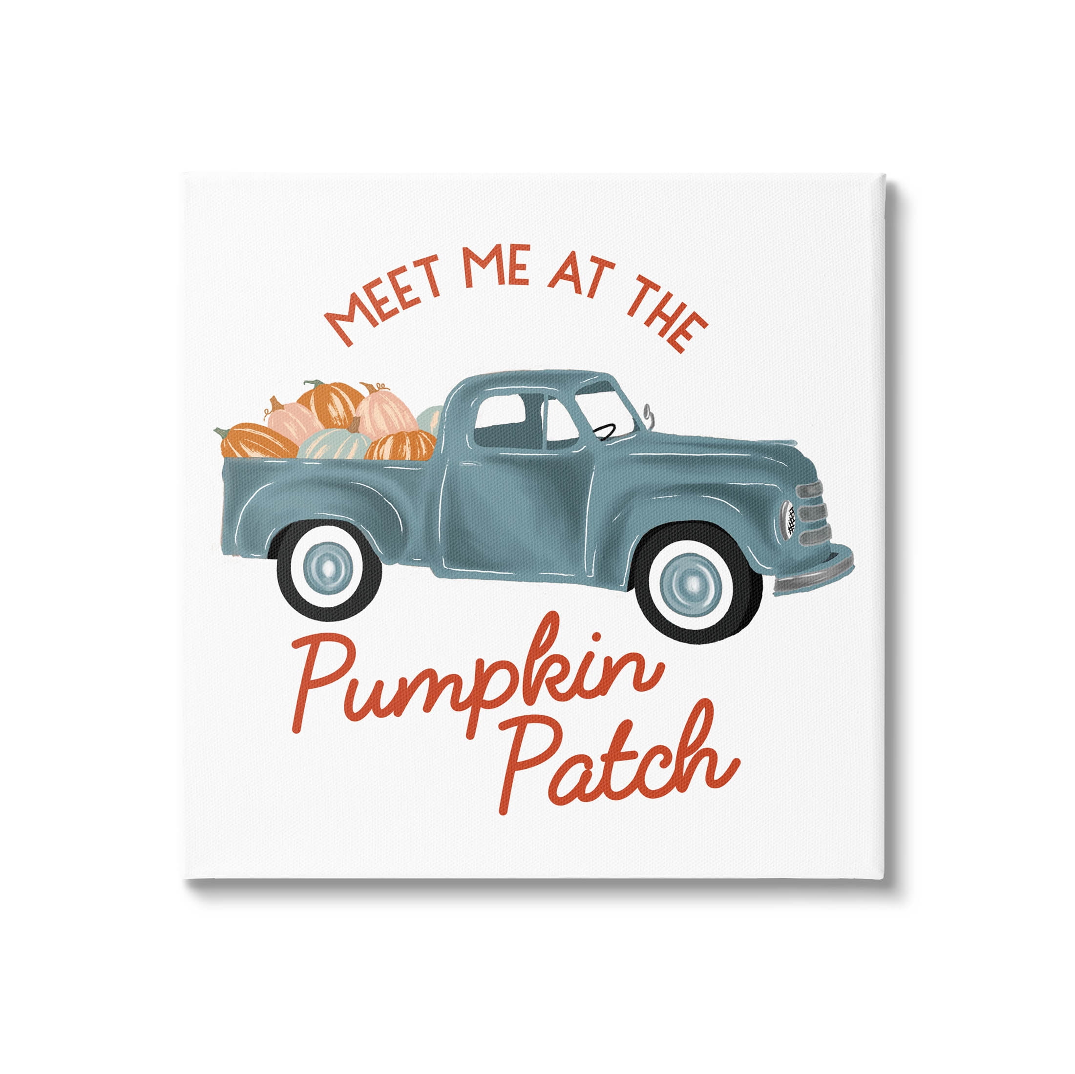 Seasonal Pumpkin Patch Canvas Wall Art with Wooden Frame