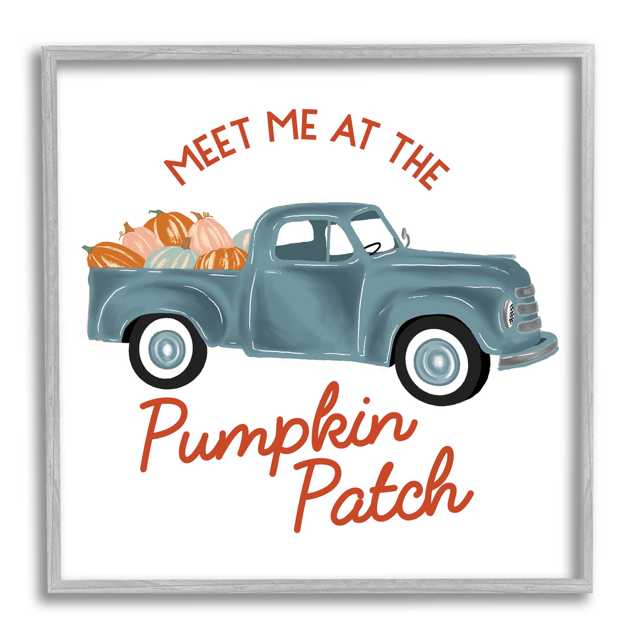 Stupell Industries Seasonal Meet Me Pumpkin Patch Graphic Art Gray Framed Art Print Wall Art, Design by The Saturday Evening Post