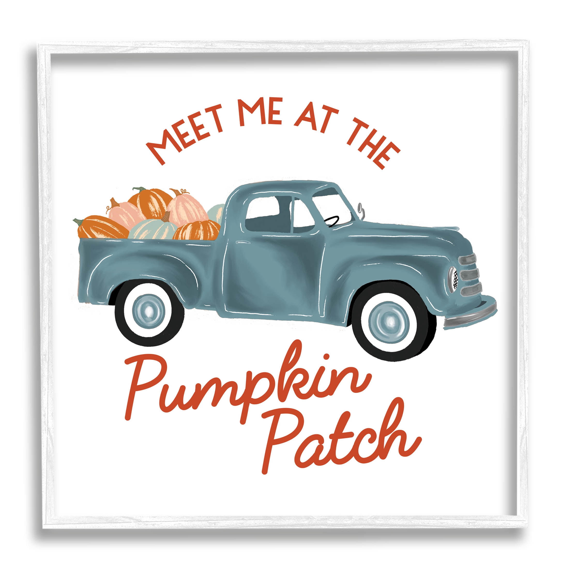 Stupell Industries Seasonal Meet Me Pumpkin Patch Graphic Art White Framed Art Print Wall Art, Design by The Saturday Evening Post