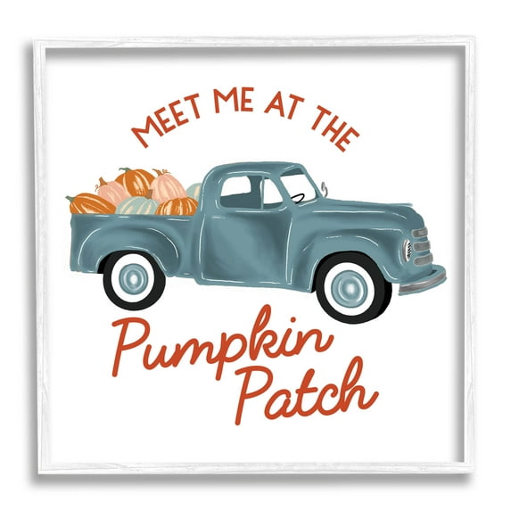 Stupell Industries Seasonal Meet Me Pumpkin Patch Graphic Art White Framed Art Print Wall Art, Design by The Saturday Evening Post