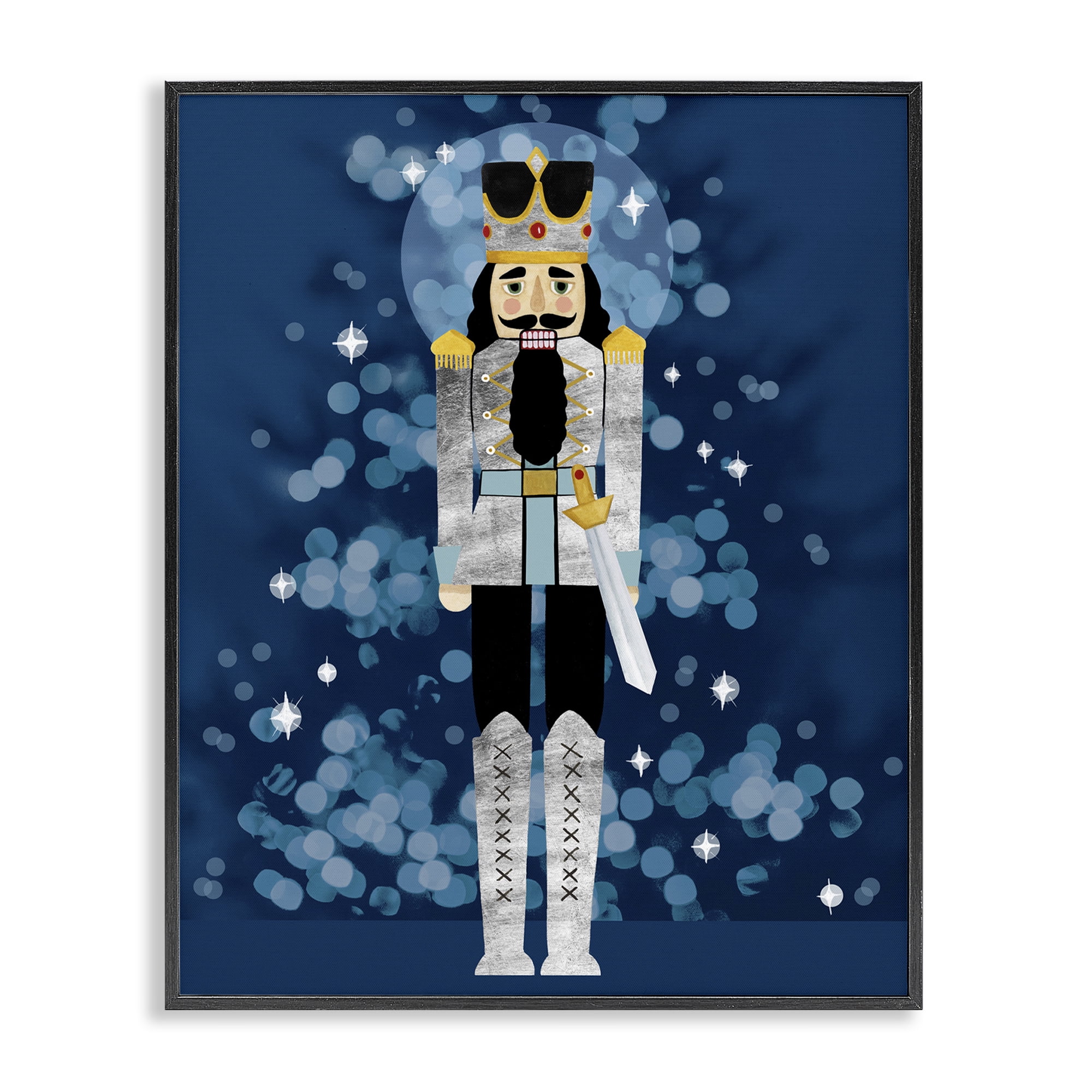 Stupell Industries Seasonal Modern Nutcracker Holiday Painting Black Framed Art Print Wall Art, 24 x 30