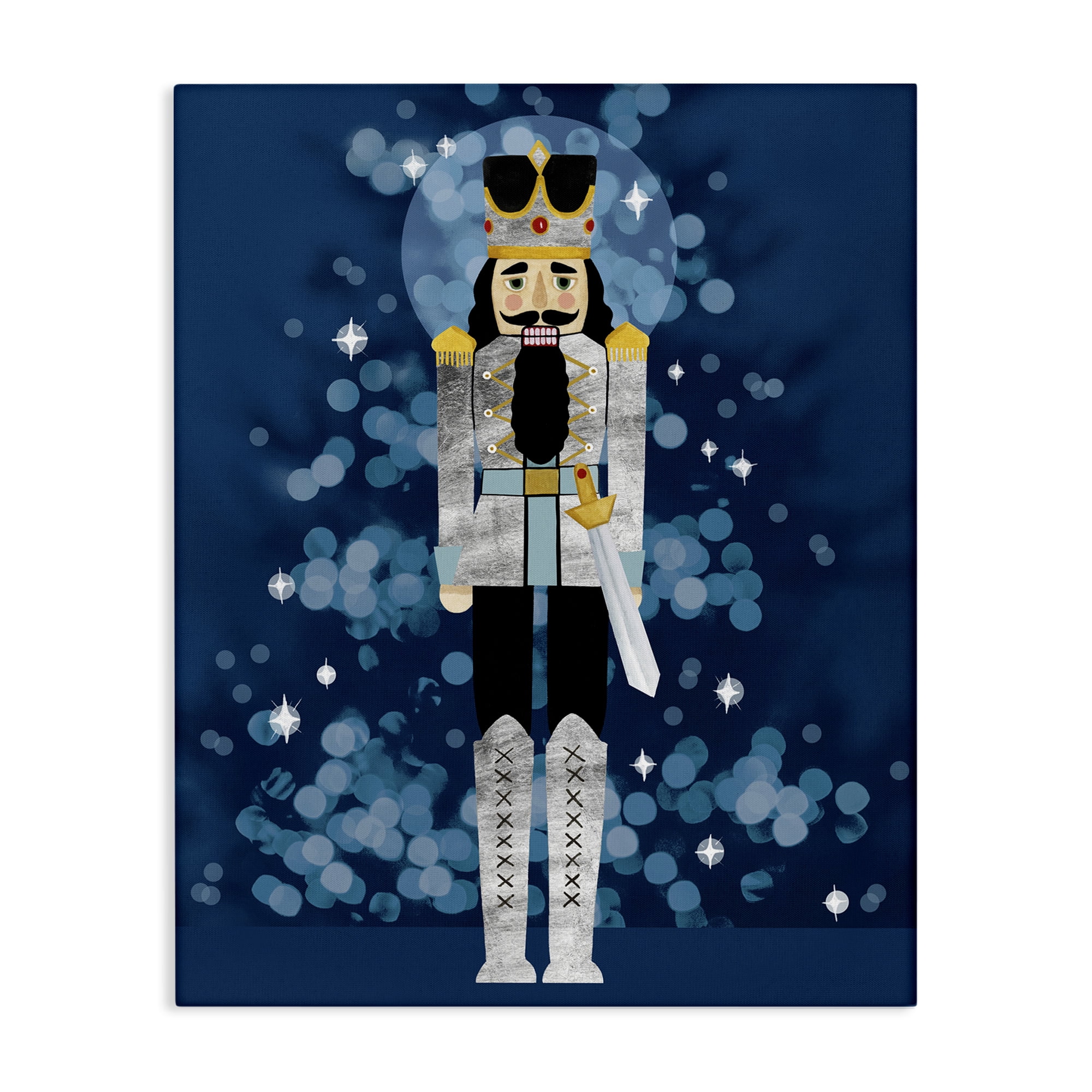 Stupell Industries Seasonal Modern Nutcracker Holiday Painting Gallery Wrapped Canvas Art Print Wall Art, 36 x 48