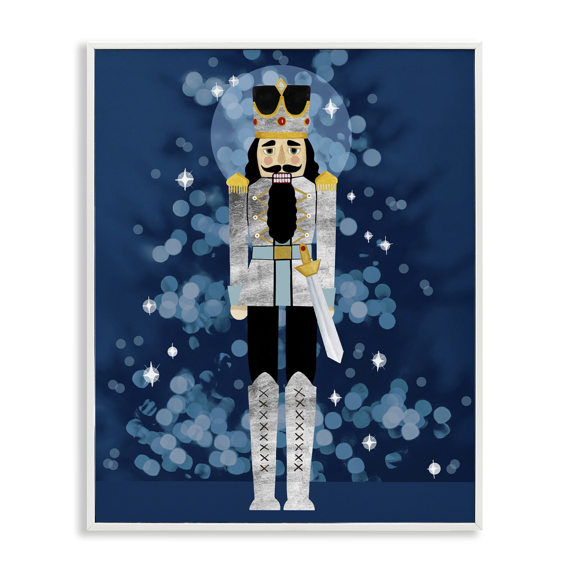 Stupell Industries Seasonal Modern Nutcracker Holiday Painting White Framed Art Print Wall Art, 11 x 14