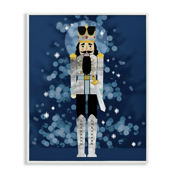 Stupell Industries Seasonal Modern Nutcracker Holiday Painting White Framed Art Print Wall Art, 24 x 30