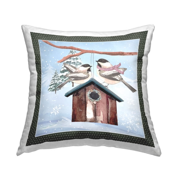 Stupell Industries Seasonal Winter Birds Snowflakes Printed Throw Pillow Design by ND Art