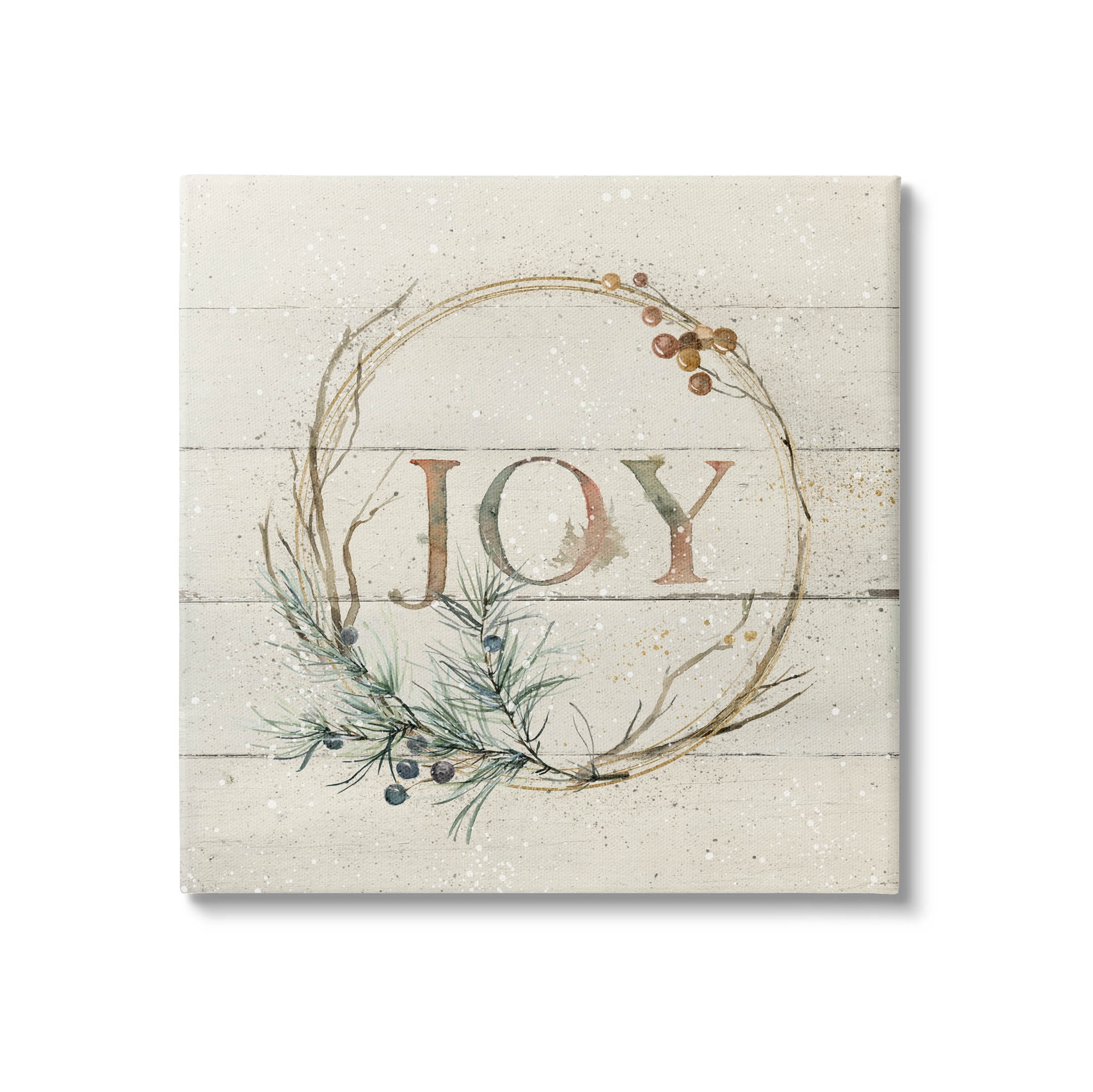 Stupell Industries Seasonal Winter Joy Wreath Graphic Art Gallery Wrapped Canvas Print Wall Art, Design by Carol Robinson