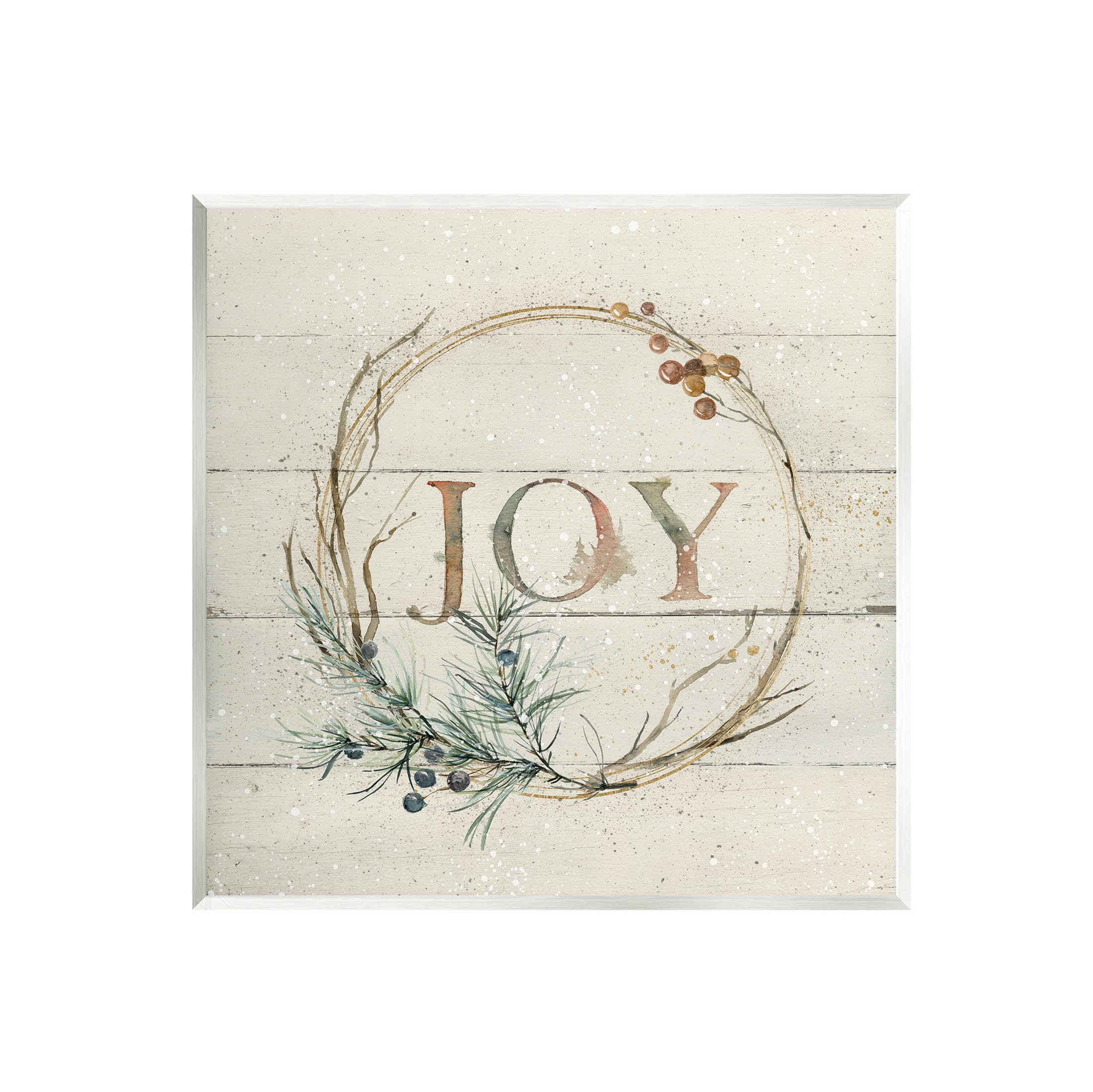 Stupell Industries Seasonal Winter Joy Wreath Graphic Art Unframed Art Print Wall Art, Design by Carol Robinson