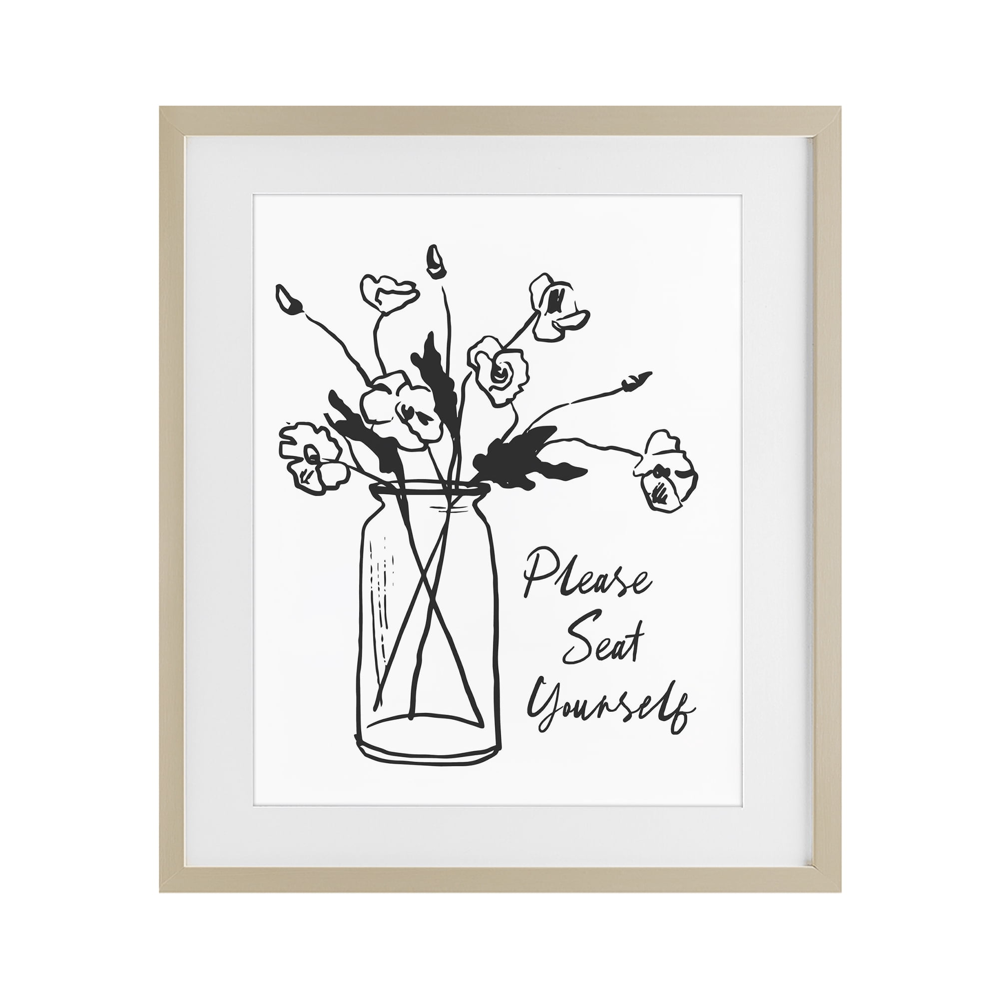 Stupell Industries Seat Yourself Bathroom Flowers Birch Framed Print Under Glass, design by Lettered and Lined