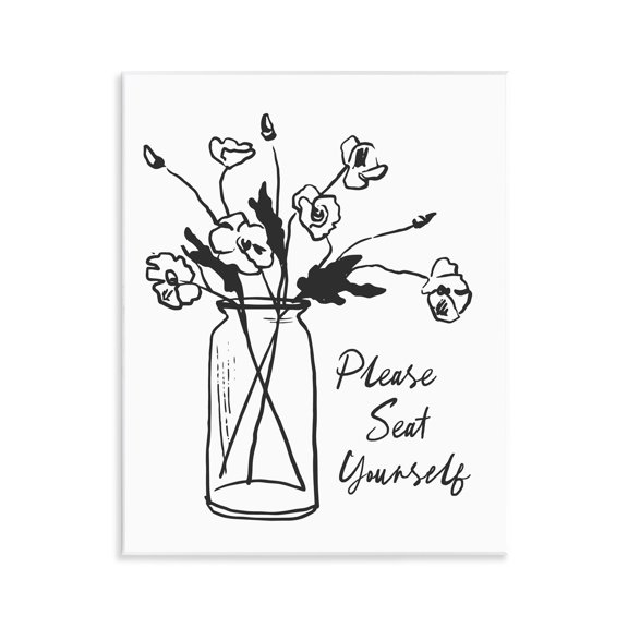 Stupell Industries Seat Yourself Bathroom Flowers Wall Plaque Art, design by Lettered and Lined