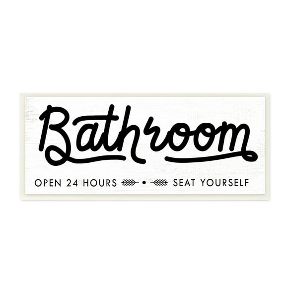 Stupell Industries Seat Yourself Bathroom Sign Minimal Black White Wall Plaque by Daphne Polselli