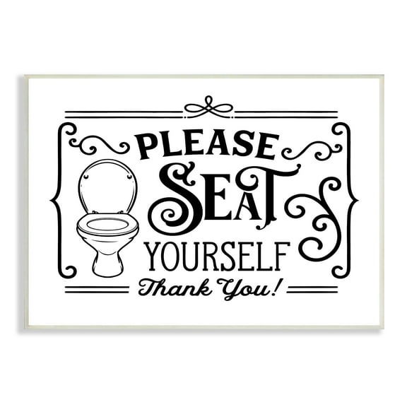 Stupell Industries Seat Yourself Vintage Style Bathroom Toilet Design Graphic Art Unframed Art Print Wall Art, Design by Lettered and Lined