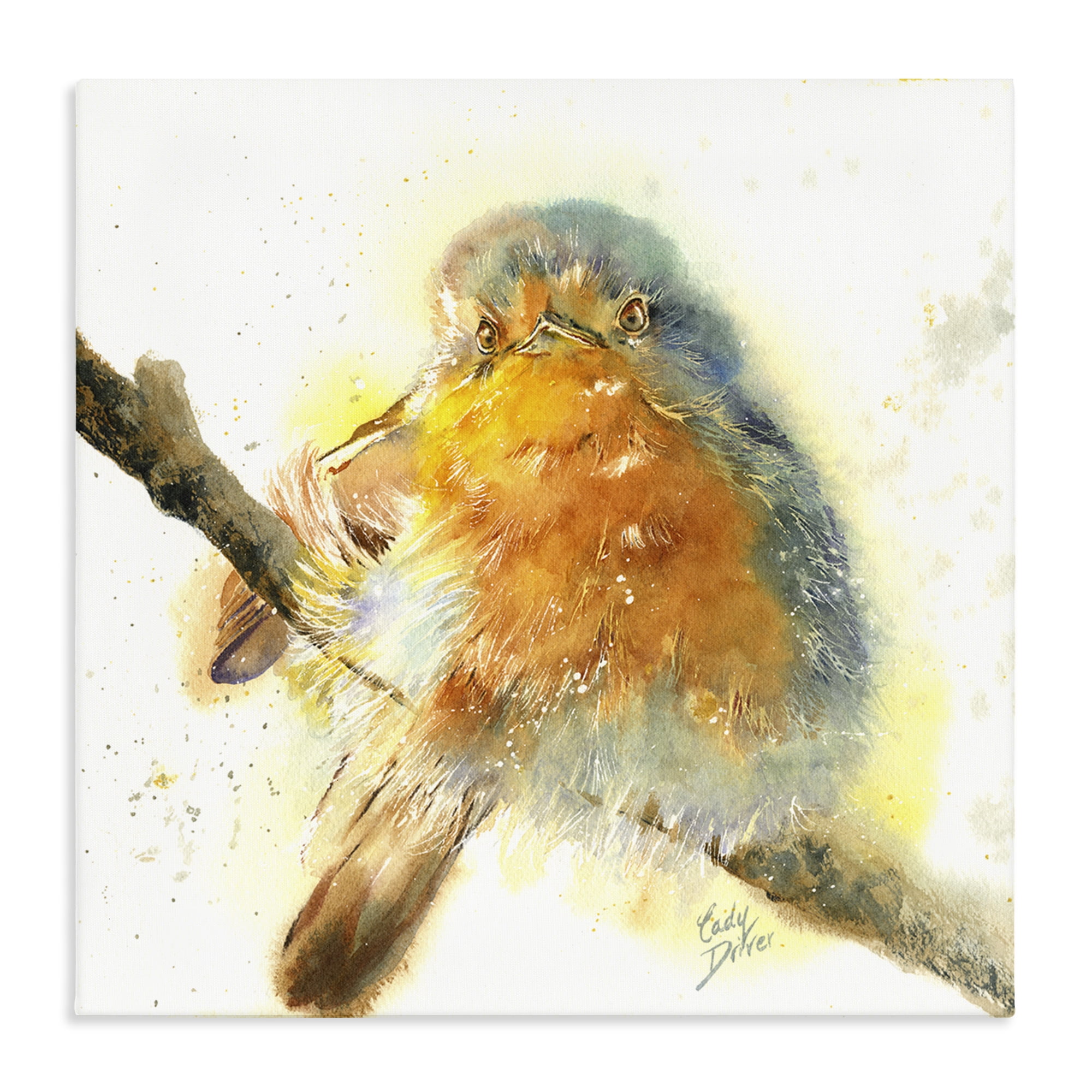 Stupell Industries Seated Songbird Watercolor Canvas Wall Art, design by Cady Driver