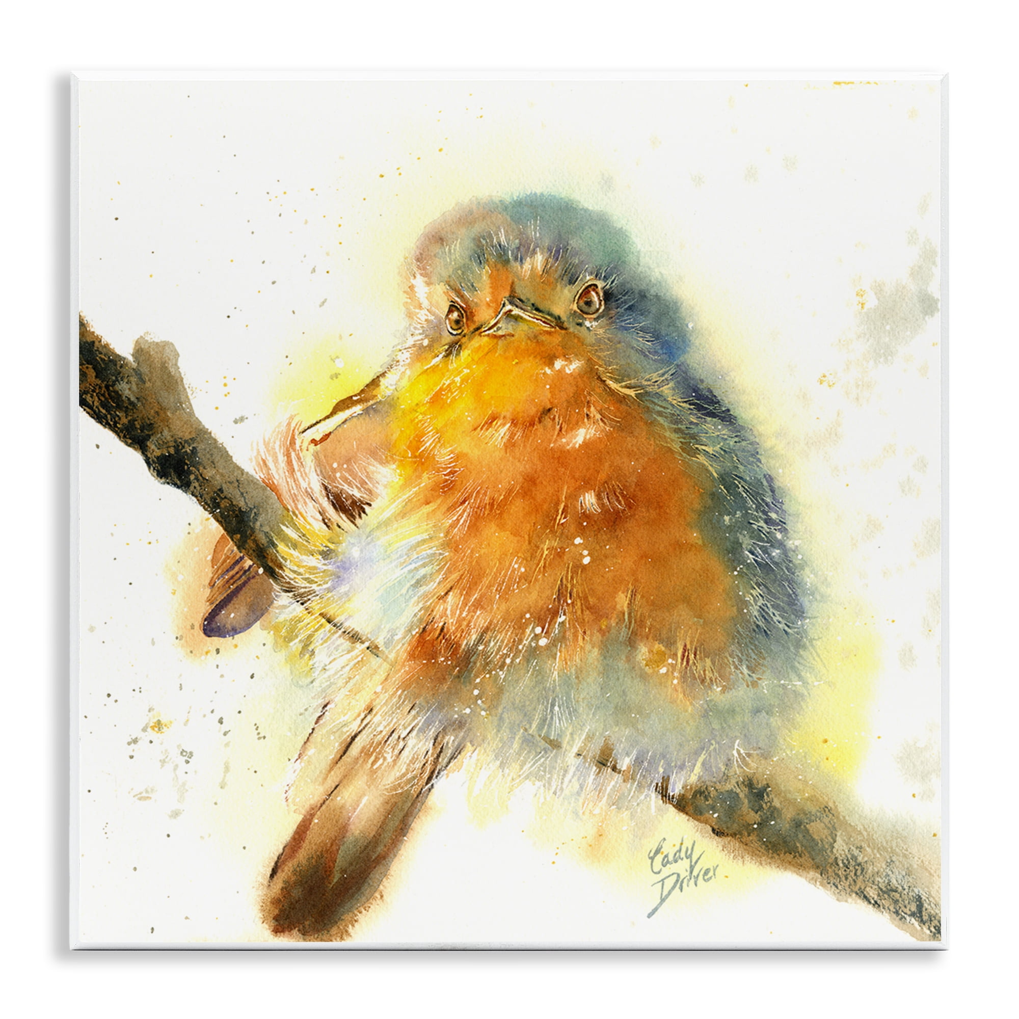 Stupell Industries Seated Songbird Watercolor Wall Plaque Art, design by Cady Driver