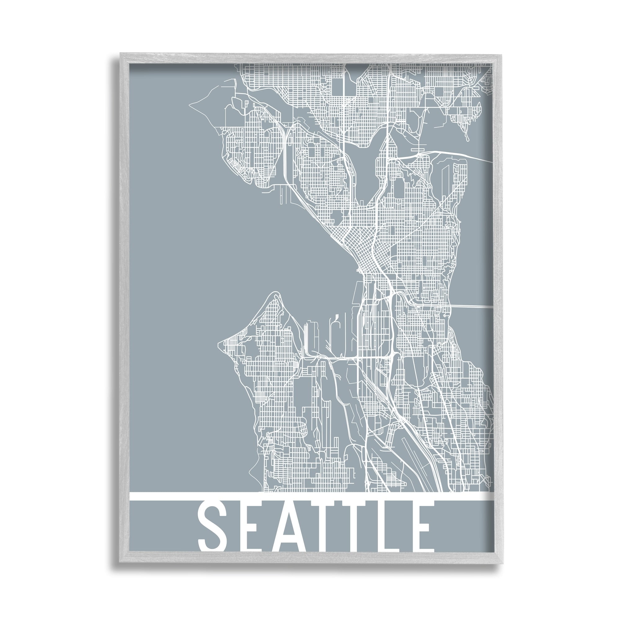 Stupell Industries Seattle City Street Map Geometric Transportation Grid Washington, 11 x 14, Design by Daphne Polselli