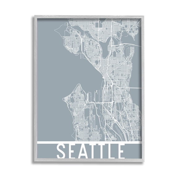 Stupell Industries Seattle City Street Map Geometric Transportation Grid Washington, 11 x 14, Design by Daphne Polselli