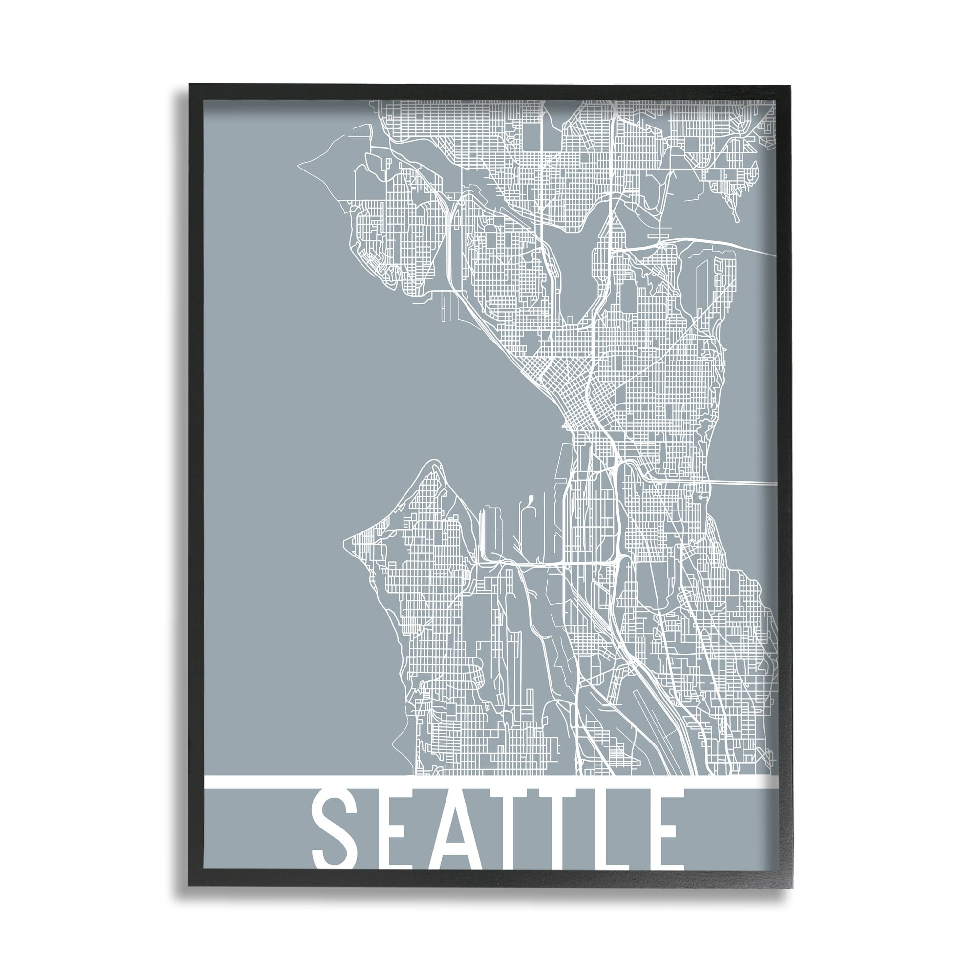 Stupell Industries Seattle City Street Map Geometric Transportation Grid Washington, 11 x 14, Design by Daphne Polselli