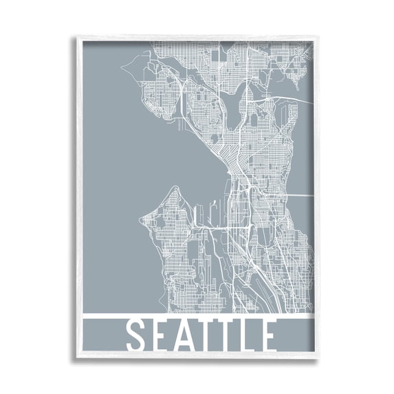 Stupell Industries Seattle City Street Map Geometric Transportation Grid Washington, 16 x 20, Design by Daphne Polselli